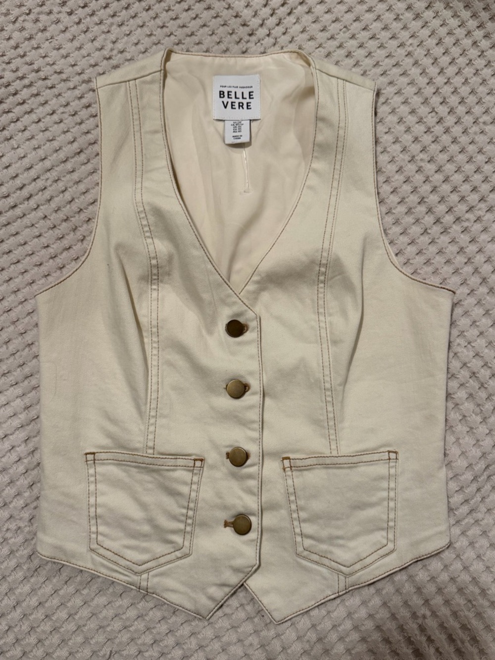 BELLE VERE Cream Button-Front Tailored Vest
